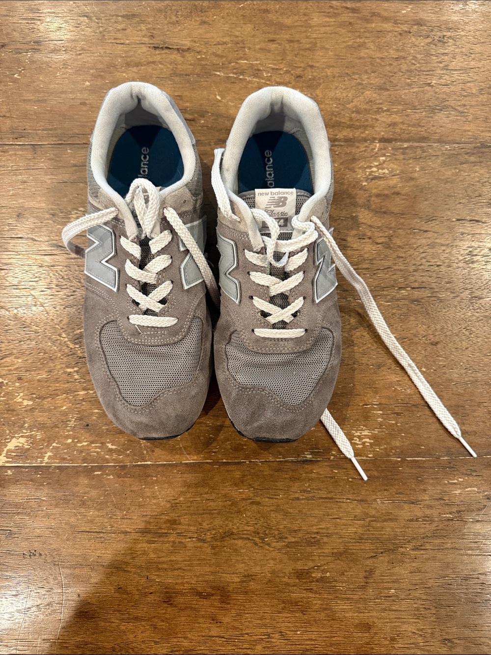 New Balance Taupe Gray Suede & Mesh Sneakers